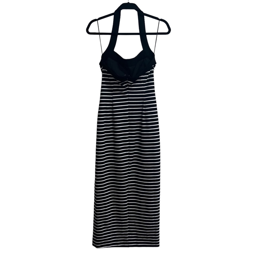 NEW NWT NICHOLAS Jane Contrast Square Neck Midi Dress In Black & Milk Stripe - Picture 7 of 13